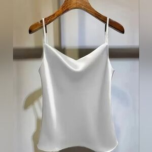 The Are In! Elegant White Satin Cami Top